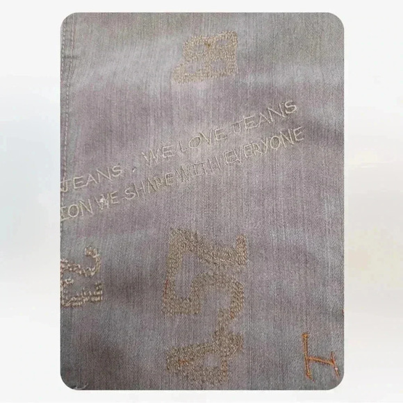 Daniela Tobler  Embroidered Flare Bootcut Grey Low Rise Designer Size 26 - Picture 10 of 11